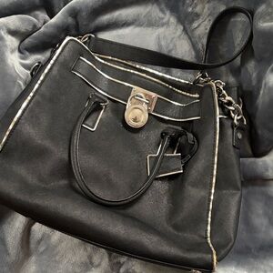 Michael Kors Black Shoulder Bag with Silver Accents